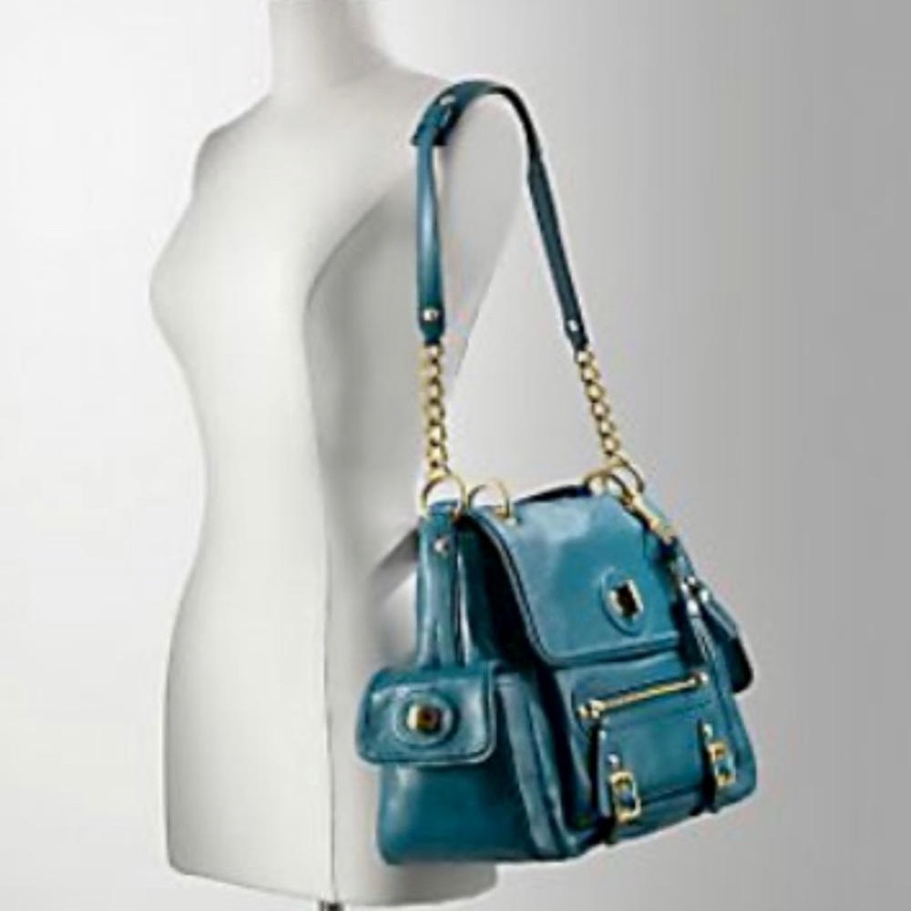 COACH Sydney Leather Shoulder Flap Style 14614 in Teal